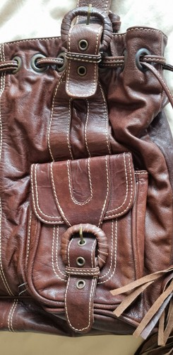 Large Brown Leather Bag with tassels from Next - Picture 6 of 9