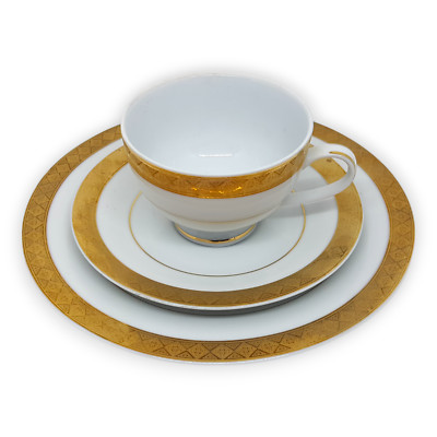D P T Bone China Queen Elizabeth 10er Kaffeeservice Tasse Untertasse Teller 9640