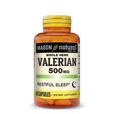 Mason Natural Valerian Root 500 mg - Natural Sleep Aid, 60 Capsules