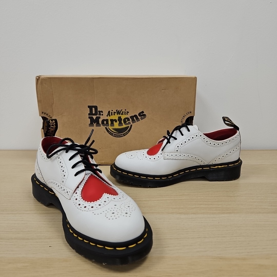 Dr Martens Joyce Red Heart White Leather Wedding Rare Brogues Shoes Size Uk 5 image 6