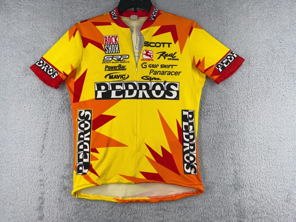 Giordana Cycling Jersey Adult Large Yellow Orange 1/2 Zip Polyester Pocket