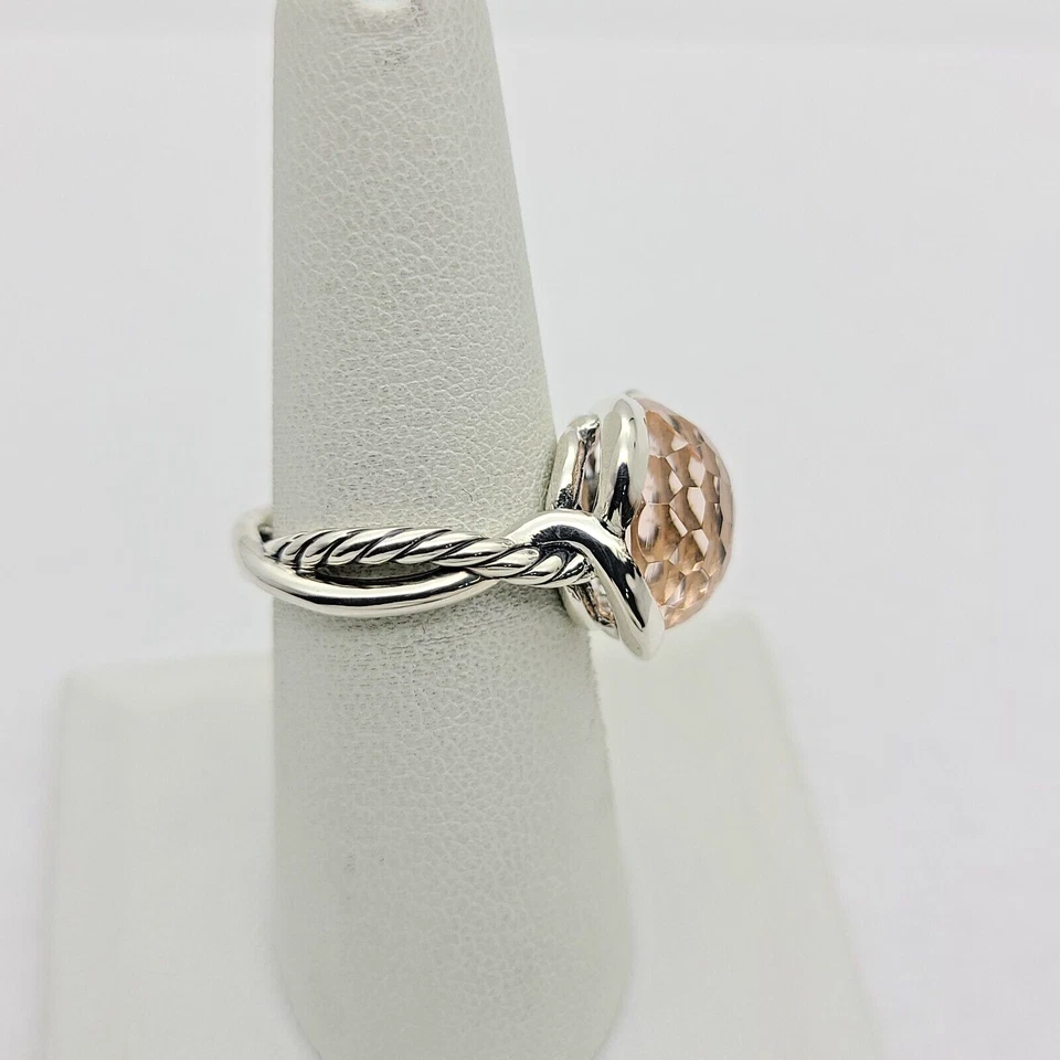 David Yurman Continuance Ring with Morganite in Sterling Silver 14mm Size 8 - Image 4 of 4