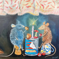 Image of Date Night - Fine Art Blank Greeting / Birthday Card - Rats Eating Meal Out