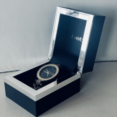 NWT w Box Gorgeous Bebé Bling Quartz Black/Gold Tone Metal Strap Bracelet Watch NWT w Box Gorgeous Bebe Bling Quartz Black/Gold Tone Metal  main image 3