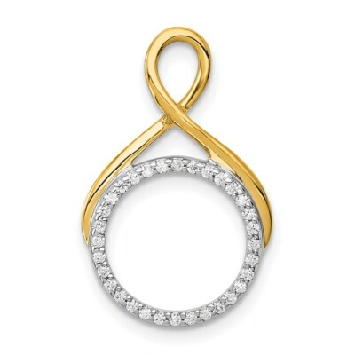 Echt 14kt Bicolor 1/10ct. Diamant Fancy Kreis Kette Slide