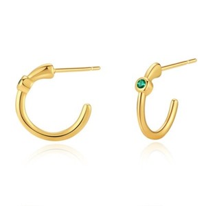 Authentic 18K Gold Plated illusion stud earrings, CZ open hoop earrings one pair JWDHJ26