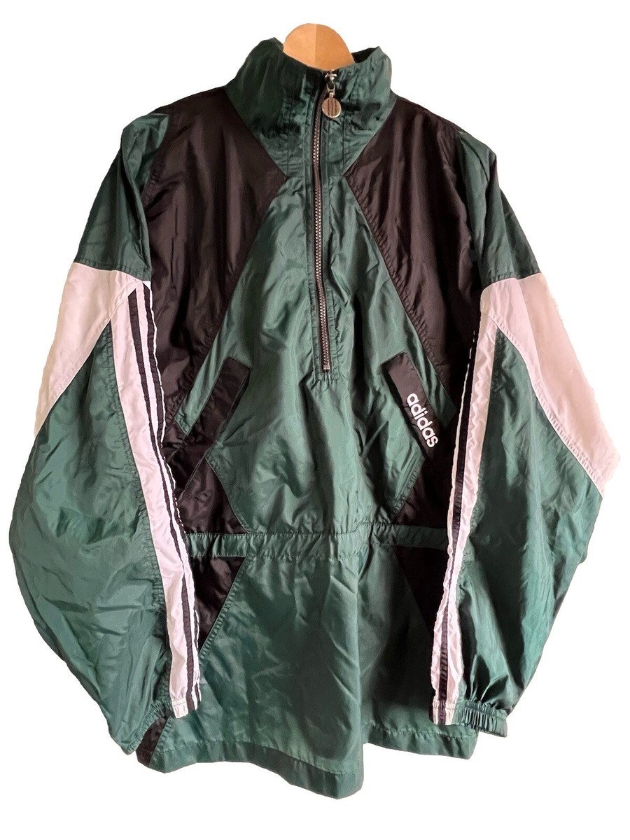 VTG Adidas Track Top Half Zip Front Drawstring Waist Green VTG Adidas Track Top Half Zip Front Drawstring Waist Green