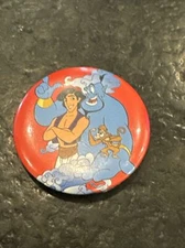Vintage 90s Disney Original Movie ALADDIN , Abu, Genie Button Pin back
