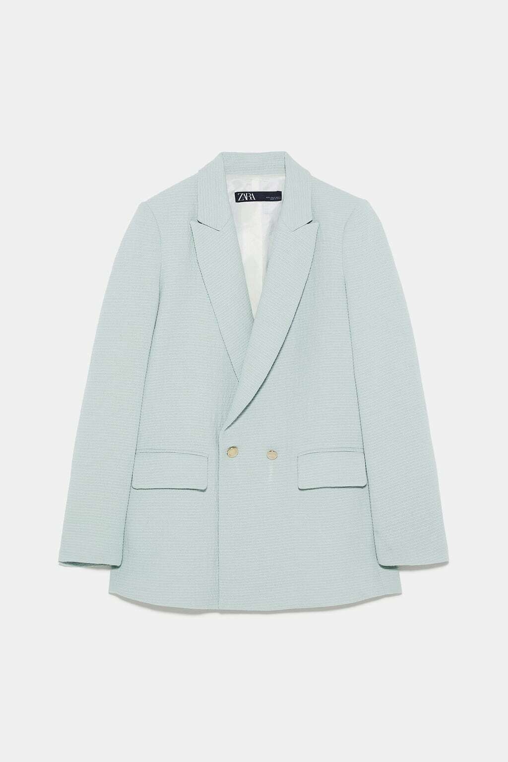 NWT NEW ZARA TEXTURED WEAVE BLAZER Oversize Mint Color Size S REF: 2014/675 /512