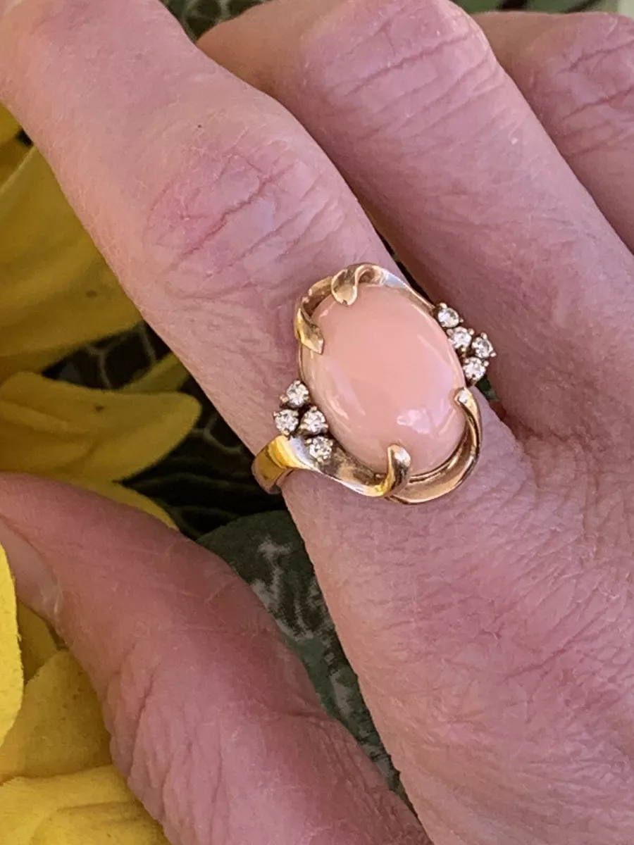 Pink coral ring hotsell 14k yellow gold