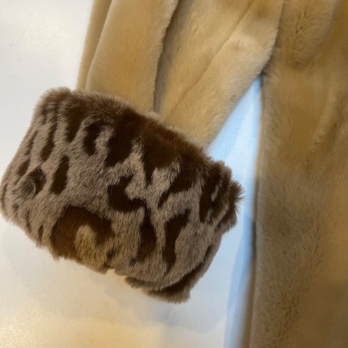 Coldwater Creek Faux Fur Jacket Coat Size L Brown w Animal Print Fur - Picture 3 of 8
