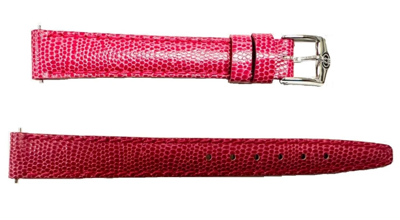 Gucci 12 MM Pink Genuine Lizard Leather Watch Band Silver Buckle New