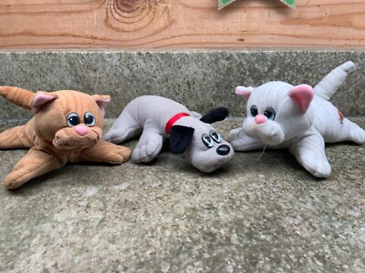Set 3 Tonka Pound Puppy & Purries Kitten Cat Stuffed  Plush Vintage Toy 1980s