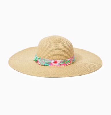 Lilly Pulitzer Straw Hat Lilly Pulitzer GWP Beach Hat, Crew Blue, Sun Hat, Straw  main image 4