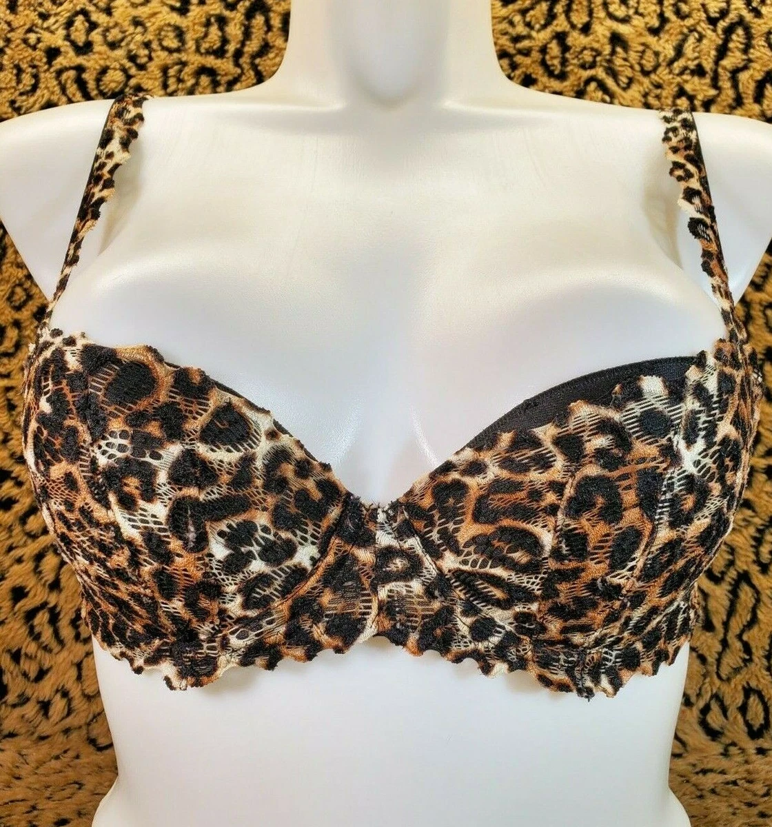 Victoria's Secret 34B Brown Black Cheetah Animal Print Date Push