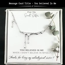 Gift For Soul Sister - Silver Falling Rain/Teardrop Choker Necklace - Message