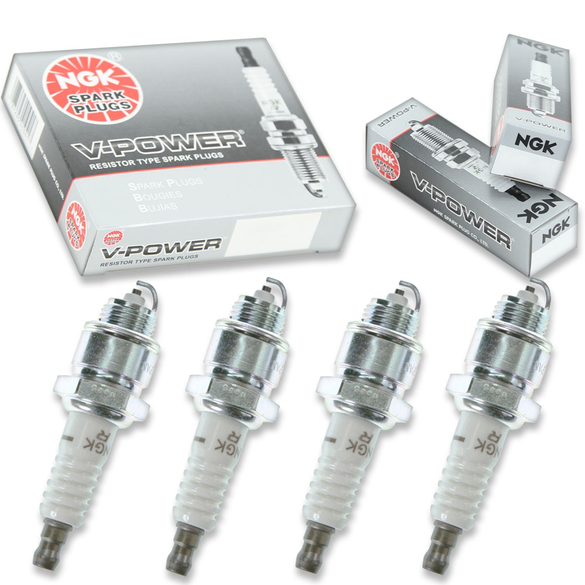 4pcs Sears 585910 NGK V-Power Spark Plugs 7.5 HP Kit Set Engine rn