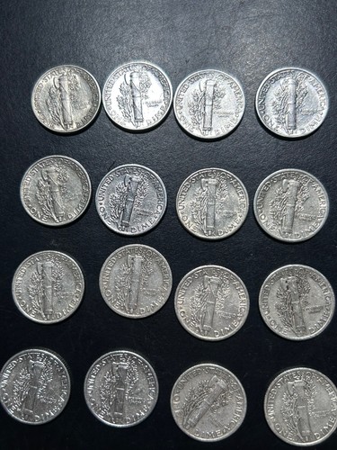 Mercury Dime Roll - XF/AU 90% Silver ! Very Bright Lot! Free Shipping! - Picture 10 of 15