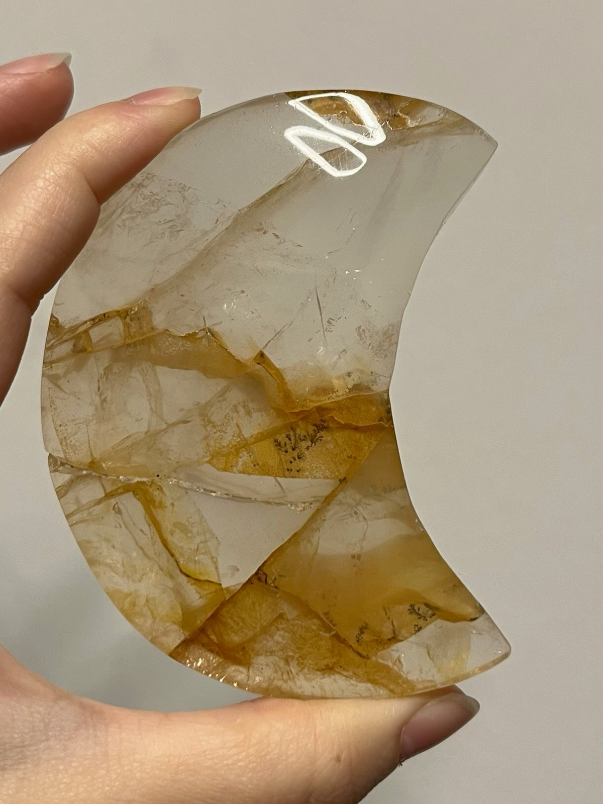 Golden Healer Mond Carving mit Dendriten (B-Ware)