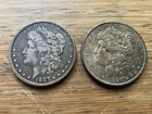 US Morgan Silver Dollars 2 coins circulated details Pre 1904 Lot T10