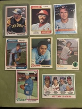 (8) 1970s Topps HOF 1973 to 1978 DAVE WINFIELD & OLIVA & PEREZ & PERRY BLYLEVEN+