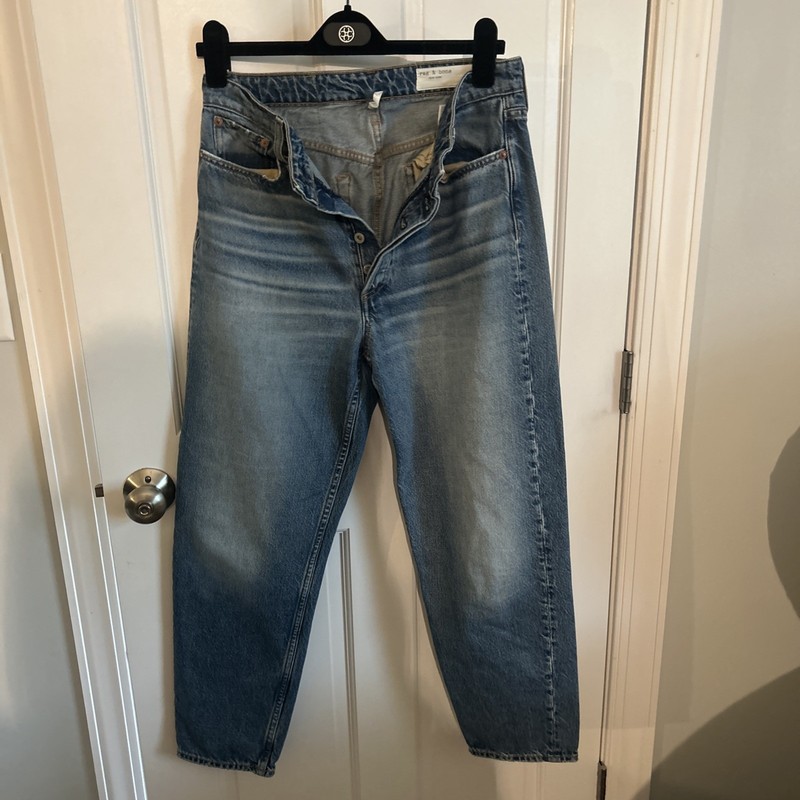 Rag & Bone Alissa Jeans Womens 28 High Rise Barrel Leg Button Fly Academia