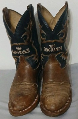VTG Double-H King Ranch Western Boots Mens 12 Brown Black Country Fstvl Work