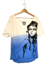 Harajuku Lovers Pen & Ink Angel Wide V-Neck Top Don't Be Blue Womens Size Small