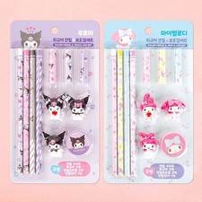  11-in-1 Sanrio My Melody  Kuromi Pencil Topper Cap Stationery Set 1 Set 