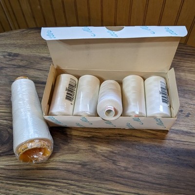 Made in Germany/Switzerland Lot Of 6 Huge Spools Of Thread 1000m Polyester White