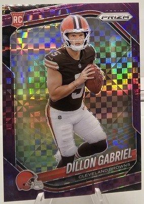DILLON GABRIEL 2025 PANINI PRIZM ROOKIE PURPLE POWER BROWNS RC /49