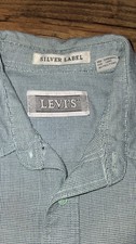 Vintage Levis Shirt Adult Large Blue White Pocket Button Down Big E Silver Label