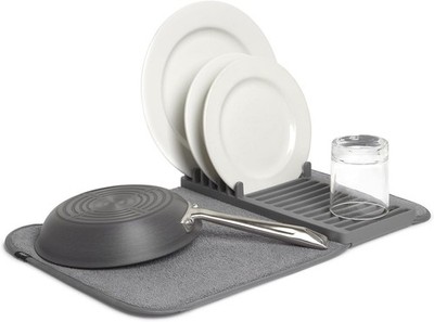 Umbra UDRY Dish Drying Rack Mat Mini Charcoal
