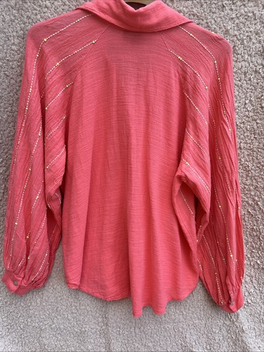 Camicia in cotone ricamato Made With Love blusa boho leggera pesca P-Pit 25 - Foto 7 di 7