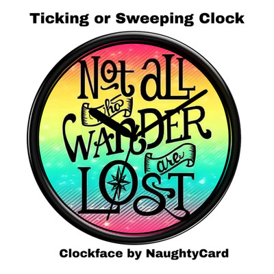 Lautlose Wanduhr ''Not All Who Wander Are Lost'' Regenbogen lebendige Farben Dekor 22cm