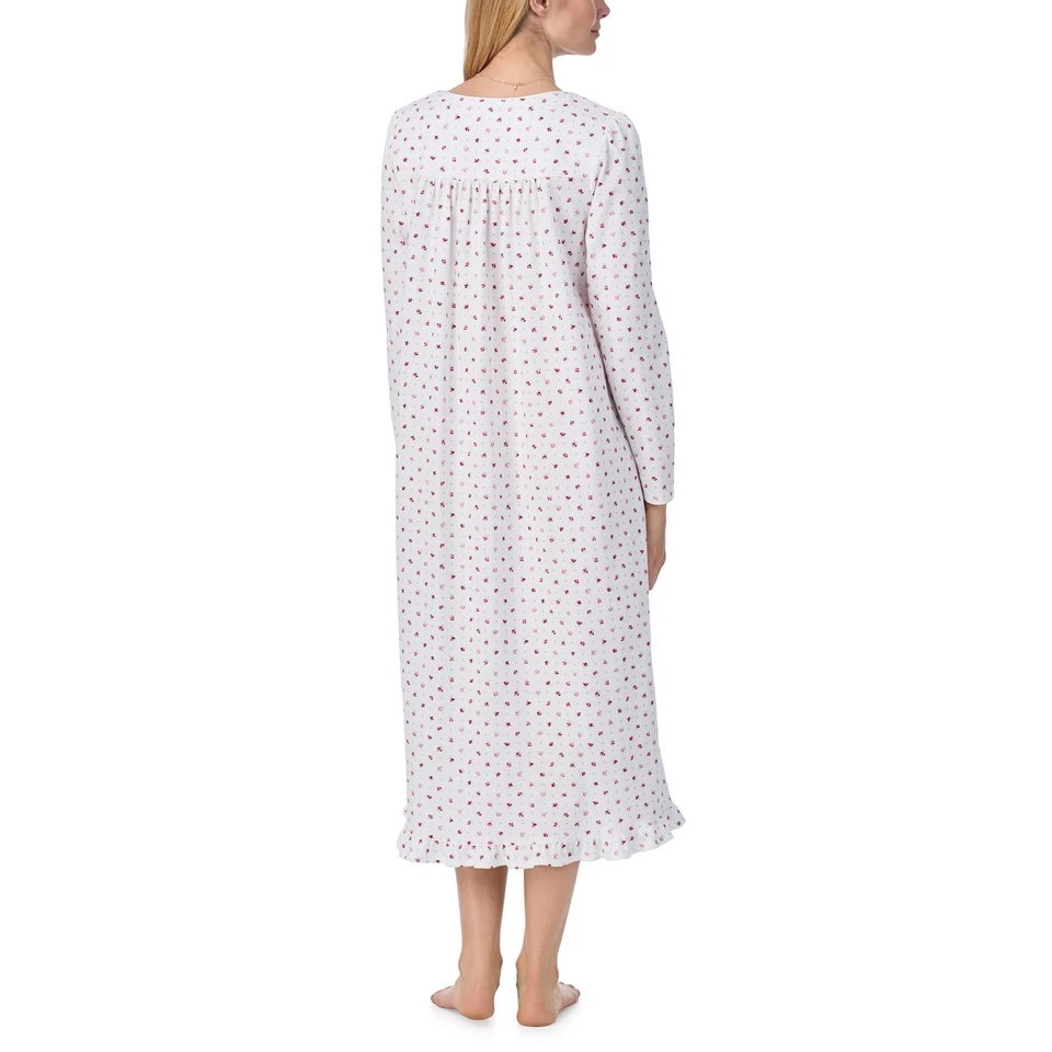 Vestido largo tejido algodón manga mujer EILEEN WEST, blanco molido rosas M Foto 2 de 3