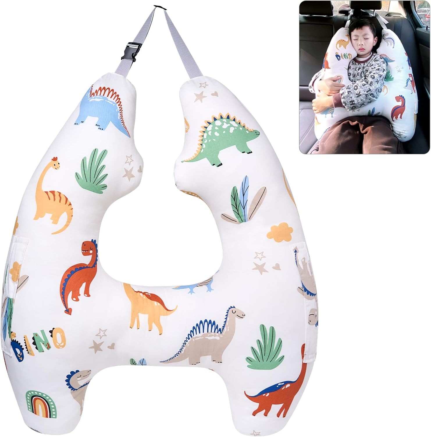 Travel Pillow H-Shape Car Neck Support for Kids & Adults Washable-image