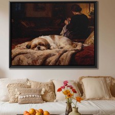 Oil Painting Dog Shih Tzu Canvas Print Pet Wall Decor Vintage Dog Artwork
