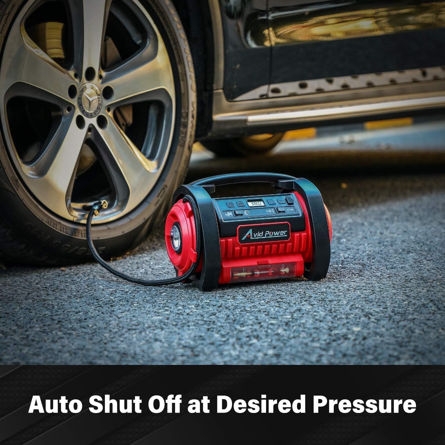 AVID POWER Tire Inflator Portable Air Compressor, 12V DC / 120V AC Car Tire Pump