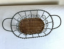 Metal Wicker Storage Basket / Organizer Dark Green