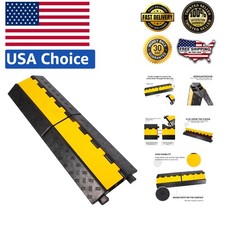 Traffic Safety Rubber Ramp - 2-Channel Cable Protector for Indoor/Outdoor Use