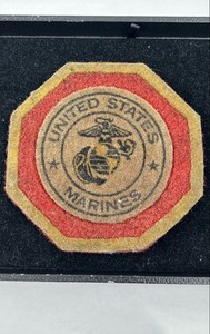US Marine Corps Patriotic Handmade Punch Art Embrdry & Coaster * Needs Cleaning*