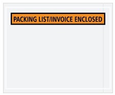 /2 x 5 1/2" Orange Panel "Packing List/Invoice Enclosed" Envelopes-Pack of 4
