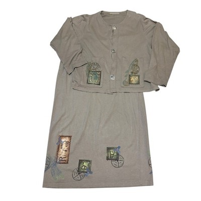 Blue Fish Postage Stamp Set Taupe  Size 2 Organic Cotton   Needs Elastic