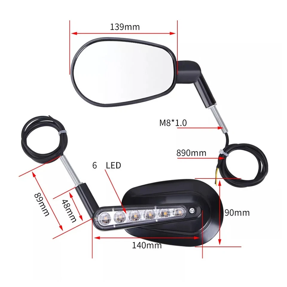 Espejos retrovisores negros luces de giro LED para Harley Davidson V-ROD VRSCF Foto 2 de 4