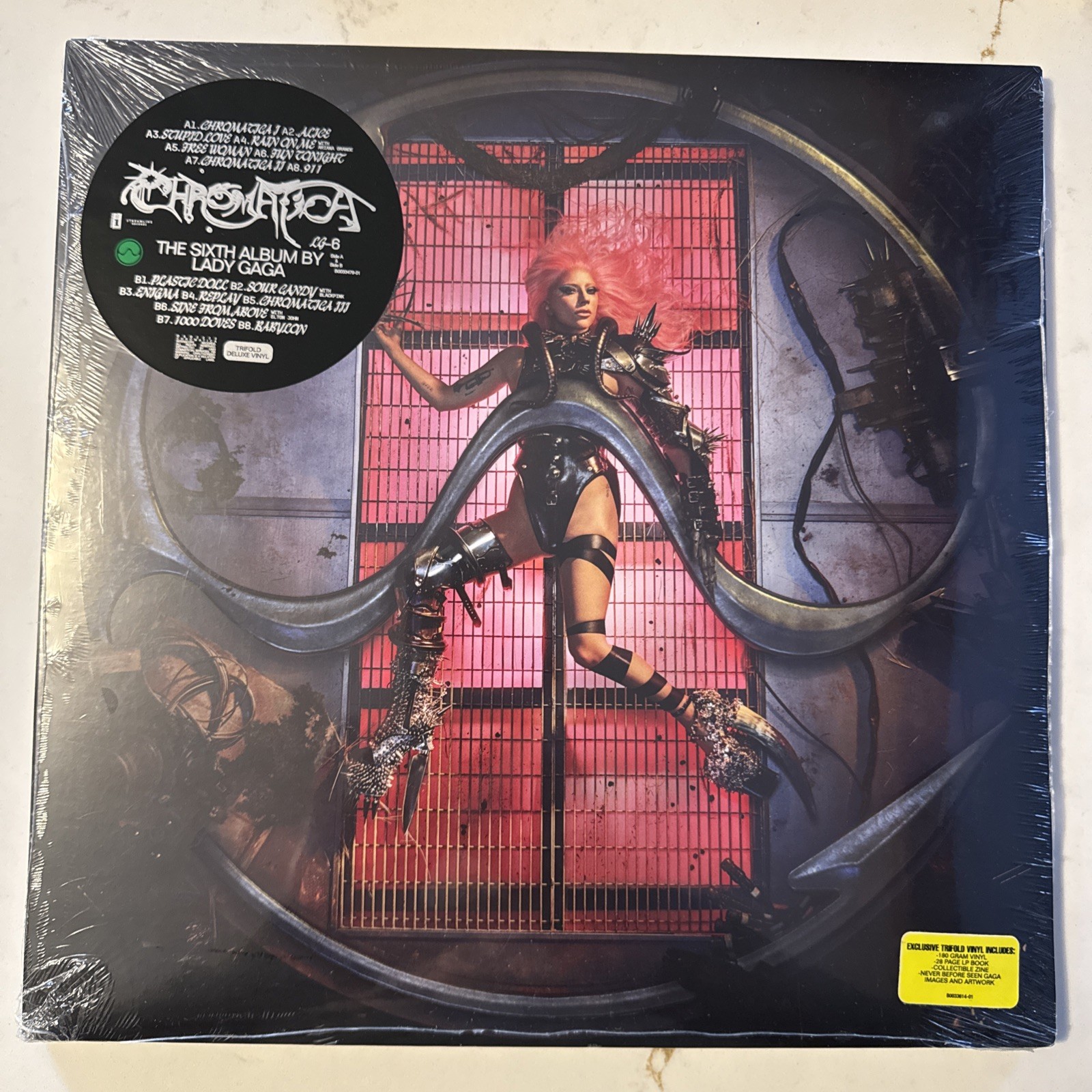 LADY GAGA EXCLUSIVE TRI FOLD VINYL SEALED CHROMATICA HYPE  STICKERS