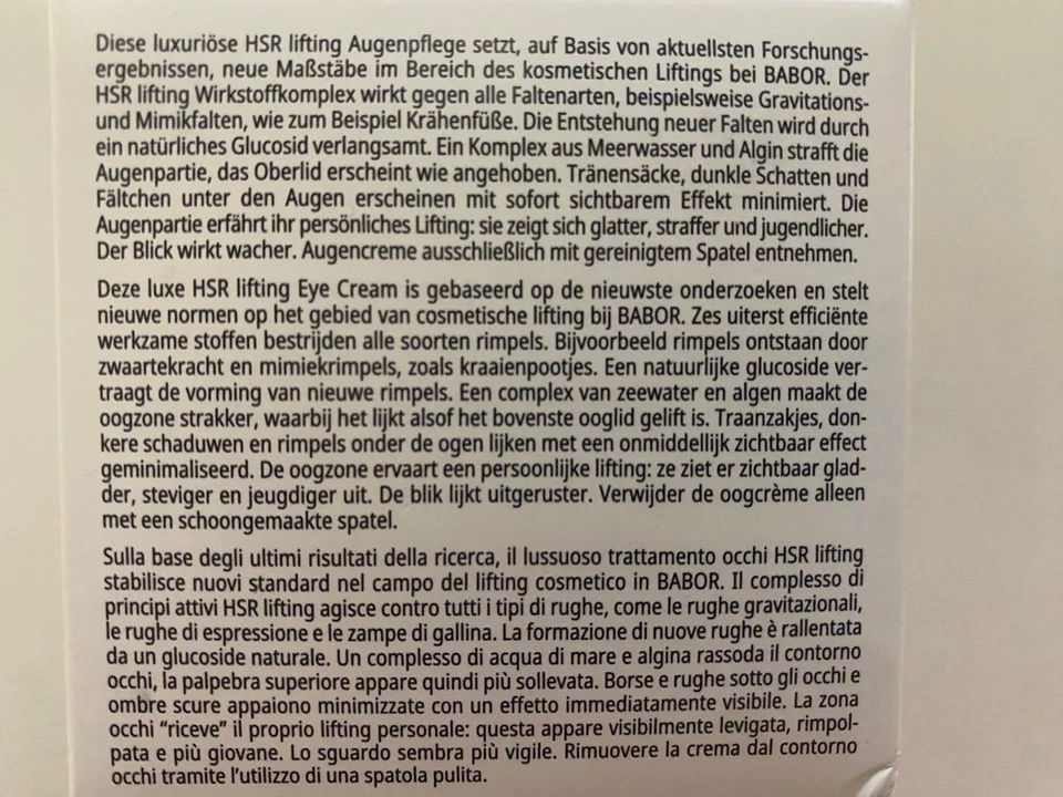 Babor HSR Lifting Eye Cream 30 ml OVP - Bild 4 von 4