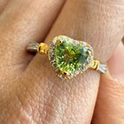 925 Sterling Silver Ring Heart 5mm Green Natural Peridot Gemstone Zircon Women — photo 8