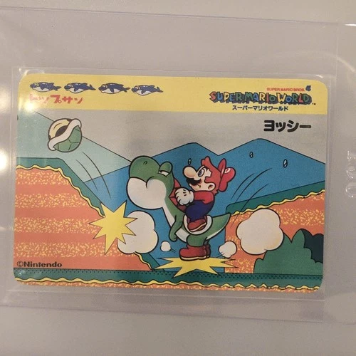 Bandai Mario & Yoshi trading card Super Mario World Nintendo Vintage NES