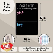 Juvale Boy Girl Voting Board Baby Shower Chalkboard Guessing Game 12x17"